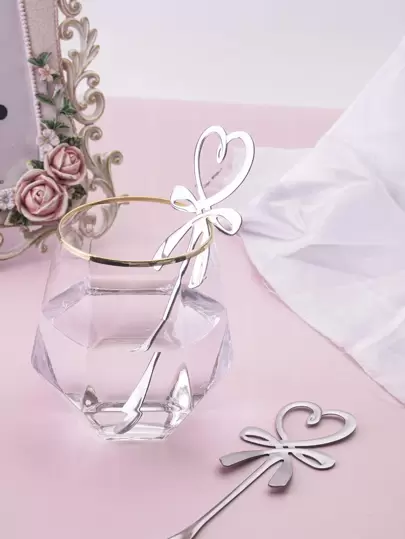 2 件心形设计搅拌勺学校用品，返校