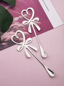 2 件心形设计搅拌勺学校用品，返校