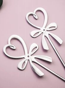 2 件心形设计搅拌勺学校用品，返校