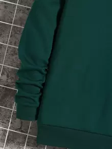 Manfinity Dauomo Men Round Neck Thermal Lined Sweatshirt - Dark Green - View 6