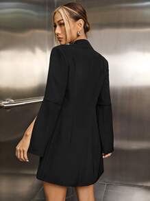 SHEIN Privé Double Breasted Split Sleeve Blazer Dress - Black - View 2