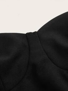ROMWE PUNK Halter Neck Flounce Sleeve Asymmetrical Hem Dress - Black - View 4