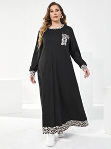Mulvari Vestido con estampado de leopardo sin cinturón - Negro - Ver 1