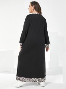 Mulvari Vestido con estampado de leopardo sin cinturón - Negro - Ver 2