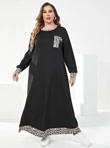 Mulvari Vestido con estampado de leopardo sin cinturón - Negro - Ver 3