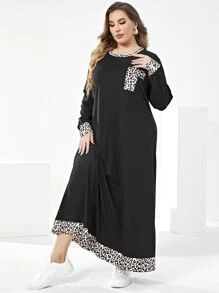 Mulvari Vestido con estampado de leopardo sin cinturón - Negro - Ver 4