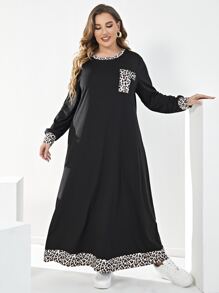 Mulvari Vestido con estampado de leopardo sin cinturón - Negro - Ver 5