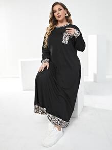 Mulvari Vestido con estampado de leopardo sin cinturón - Negro - Ver 6