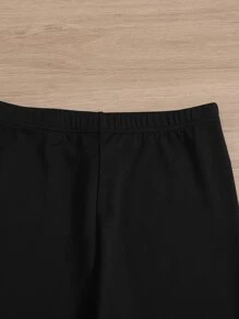 SHEIN Leggings Bé Gái Lễ Các Thánh Giải trí - màu đen - Xem 3