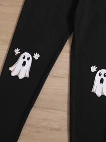 SHEIN Leggings Bé Gái Lễ Các Thánh Giải trí - màu đen - Xem 4