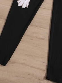 SHEIN Leggings Bé Gái Lễ Các Thánh Giải trí - màu đen - Xem 5