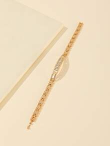 Cubic Zirconia Decor Bracelet - Yellow Gold - View 2