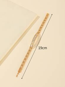 Cubic Zirconia Decor Bracelet - Yellow Gold - View 3