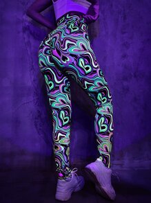 SHEIN ICON Reflective Heart Print Leggings - Multicolor - View 1