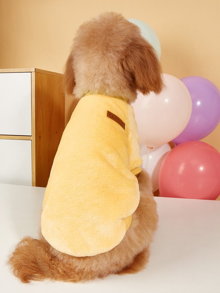 1入組字母圖案寵物運動衫 - 黃色 - 查看 2