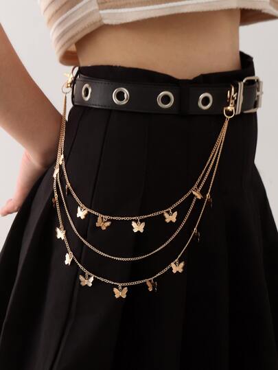 1pc Gold Butterfly Chains, Suitable For Daily Wear, Music Festivals, Parties, Vacations Fall, Autumn, Halloween