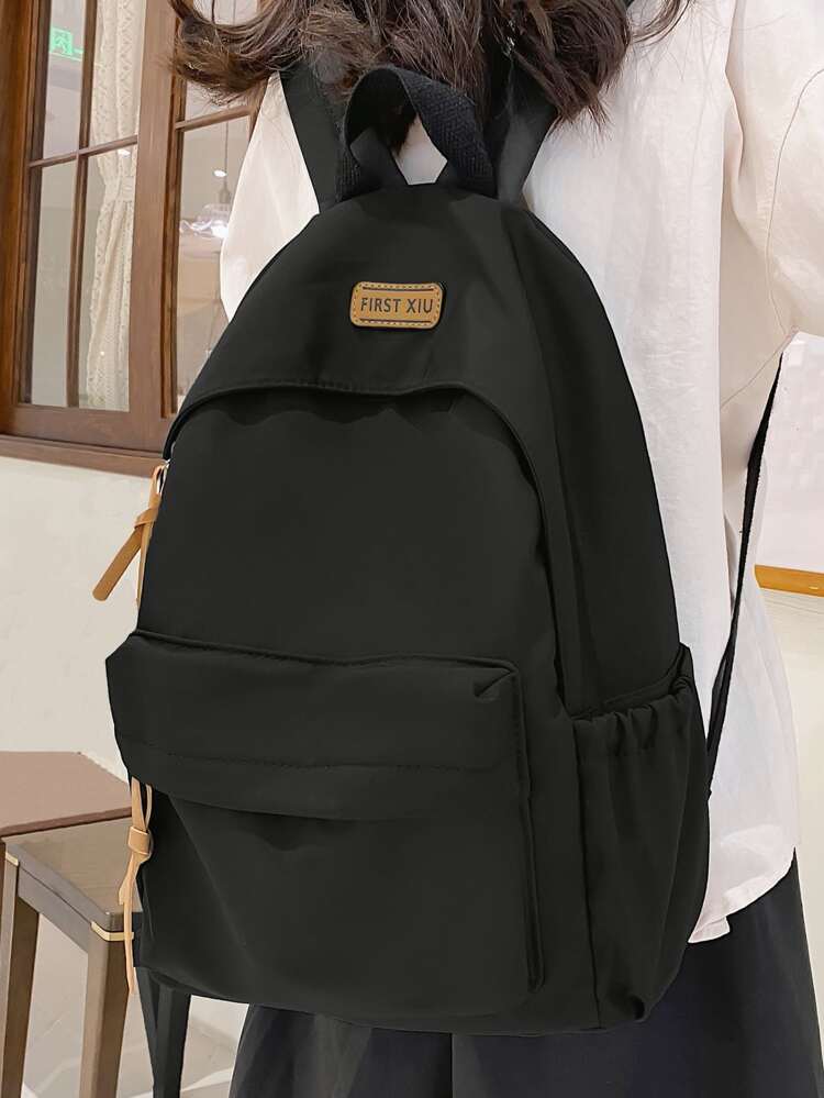 Lightweight,Business Casual Letter Patch Decor Functional Backpack,Bookbag Lightweight Casual Daypacks,For Graduate,Teen Girls,Freshman,Sophomore,Junior & Senior In College,University & High School,Perfect For Outdoors,Travel & Back To School For Teen Girls Women College Students,Rookies & White-Collar Workers Perfect For Office,College,Work,Business,Commute,Outdoors,Travel,Outings,School Backpack,Large Capacity,Laptop Compartment,Portable,For Teen Girls Women College Students,Boys And Men,College,Elementary School,Middle School,High School,Work,Business,Commute,Outdoors,Travel,Outings, School Supplies, School Bag, Backpack For School, Back To School Backpack, School Bookbag, Big Backpack, Backpack School, Back To School Bags, Waterproof, Classic Casual, Suitable For Teen Girls Women College Students, Perfect For Back To School, First Day Of School, Middle School, High School