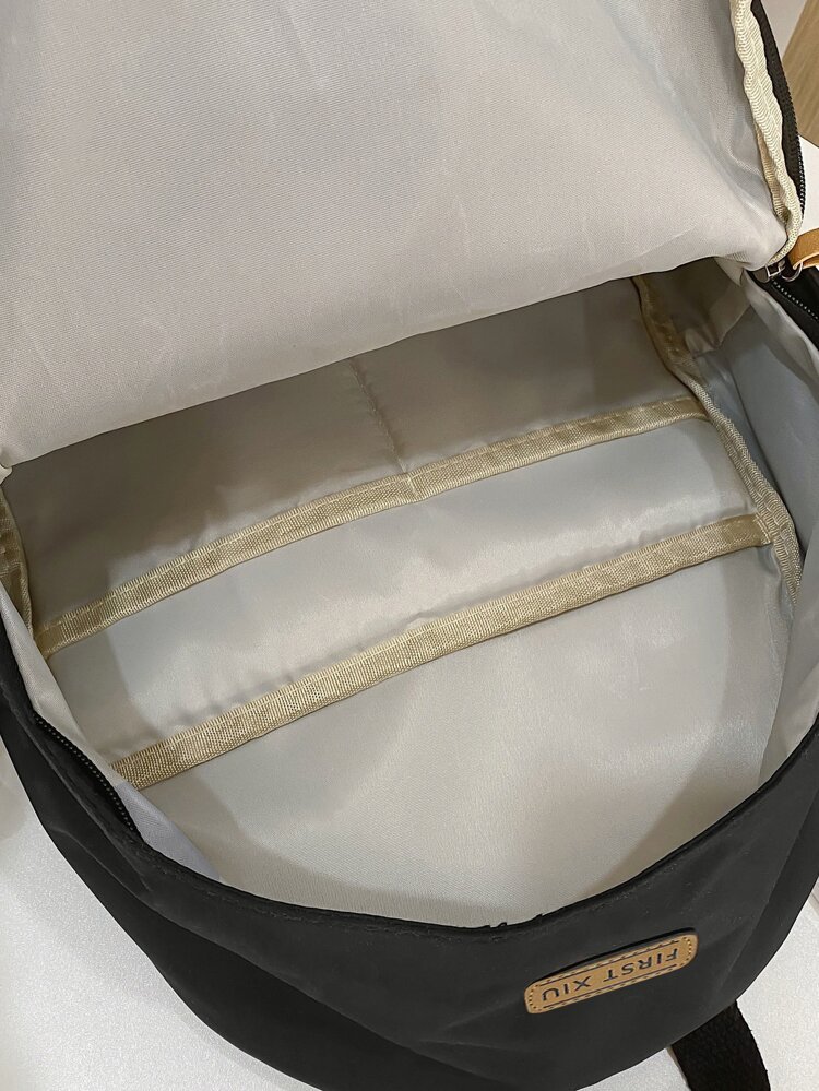 Lightweight,Business Casual Letter Patch Decor Functional Backpack,Bookbag Lightweight Casual Daypacks,For Graduate,Teen Girls,Freshman,Sophomore,Junior & Senior In College,University & High School,Perfect For Outdoors,Travel & Back To School For Teen Girls Women College Students,Rookies & White-Collar Workers Perfect For Office,College,Work,Business,Commute,Outdoors,Travel,Outings,School Backpack,Large Capacity,Laptop Compartment,Portable,For Teen Girls Women College Students,Boys And Men,College,Elementary School,Middle School,High School,Work,Business,Commute,Outdoors,Travel,Outings, School Supplies, School Bag, Backpack For School, Back To School Backpack, School Bookbag, Big Backpack, Backpack School, Back To School Bags, Waterproof, Classic Casual, Suitable For Teen Girls Women College Students, Perfect For Back To School, First Day Of School, Middle School, High School