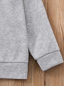 少女心形印花拉链卫衣 - 淺灰色 - 查看 5