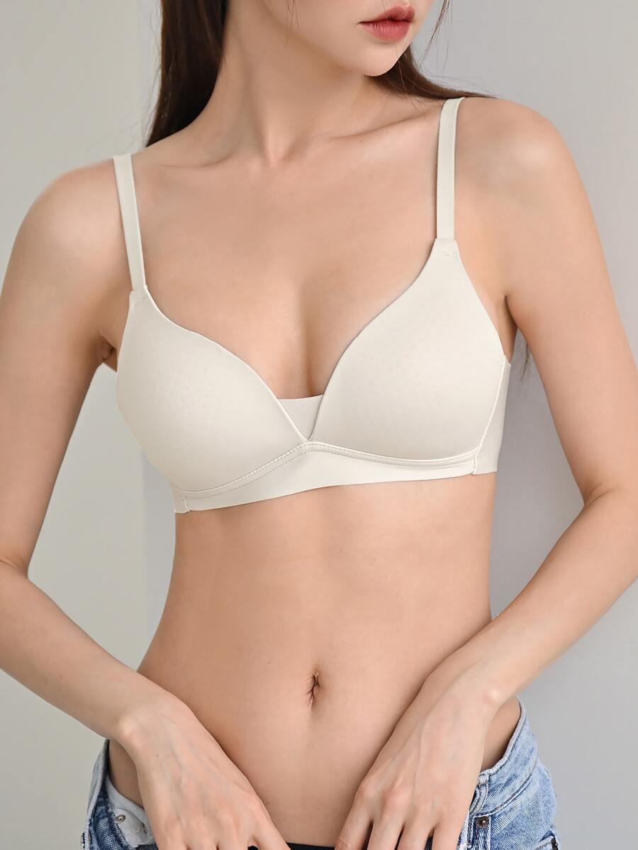 DAZY Solid No Show Bralet - Beige - View 1