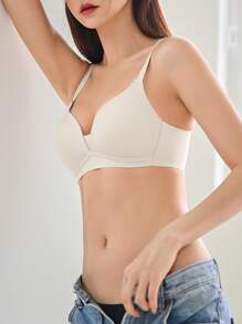 DAZY Solid No Show Bralet - Beige - View 3