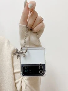 透明手機殼帶蝴蝶吊墜裝飾鏈條手腕帶 - 無色 - 查看 2