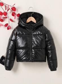 Tween 女童拉链连帽夹棉大衣