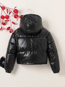 Tween 女童拉链连帽夹棉大衣