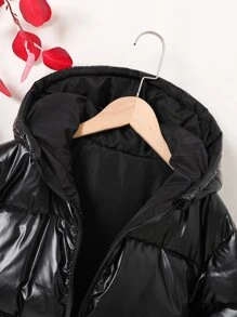 Tween 女童拉链连帽夹棉大衣