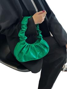 Minimalist Ruched Bag - Olive Green - View 1
