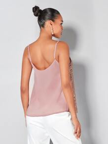 SHEIN BAE Sweetheart Sequins Cami Top - Dusty Pink - View 2
