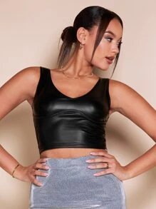 SHEIN BAE Áo hai dây Gân đan màu trơn Hấp dẫn - màu đen - Xem 6