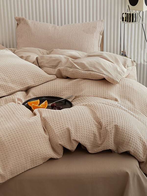 Waffle Plaid Duvet Cover Set Without Filler