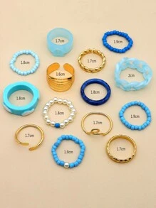 Nhẫn ngọc trai giả và hoa 14 gói - Nhiều màu - Xem 4