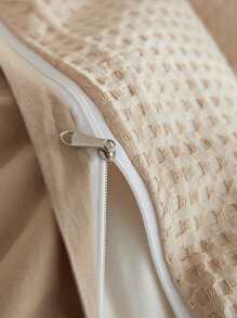 華夫鬆餅格紋被套套裝不附帶內芯 - 駝色 - 查看 7