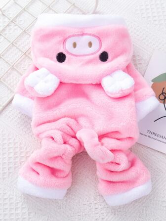 Mono para mascotas con diseño de cerdo, ropa cálida de invierno