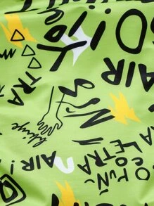 SHEIN Young Boy 塗鴉印花套頭衫與撞色拼接運動褲 - 彩色 - 查看 6