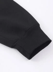 Manfinity EMRG Men Wings And Letter Graphic Zip Up Drawstring Hoodie Without Tee - Black - View 4