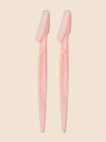 眉毛修剪器和剃须刀套装，2 件毛发修剪工具，配有韧性镊子和塑形剃须刀，带盖面部剃须刀，男女通用，2 把剃须刀可去除眉毛、颈毛和细面部毛发 - 粉色 - 查看 3