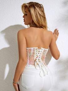 Top corsé tubo sobre busto con patrón de lentejuela - Multicolor - Ver 2