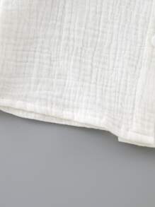 Baby Flounce Sleeve Button Up Solid Blouse - White - View 5