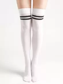 2 Pairs/1 Pair Casual & Versatile Striped Pattern Knee High Socks
