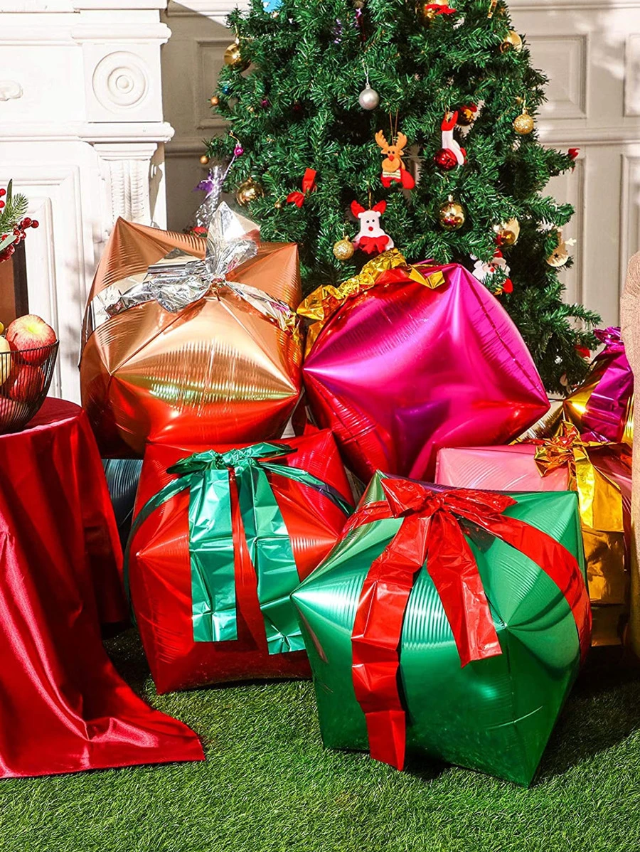 1 个 24 英寸圣诞礼品盒气球，圣诞节 - 彩色 - 查看 1