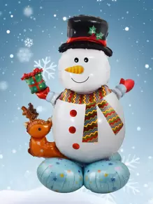 1pc Christmas Snowman Shaped Balloon - Multicolor - View 1