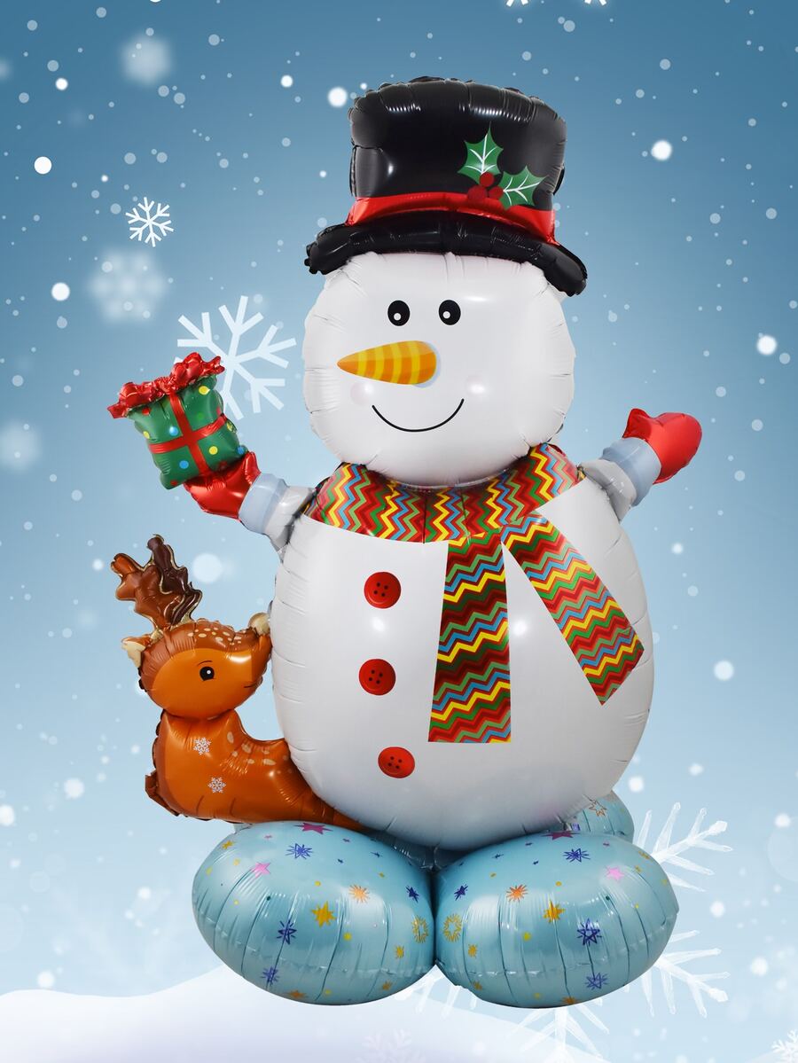 1pc Christmas Snowman Shaped Balloon - Multicolor - View 1