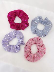 4pcs/Set Glitter Hoop Hair Accessories, For Daily Wear And Party Scrunchies Hair Tie - Multicolor - View 1