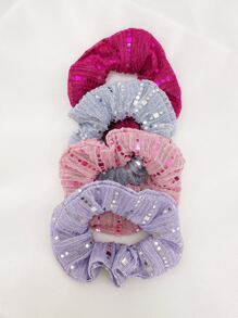 4pcs/Set Glitter Hoop Hair Accessories, For Daily Wear And Party Scrunchies Hair Tie - Multicolor - View 2