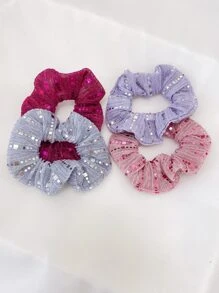 4pcs/Set Glitter Hoop Hair Accessories, For Daily Wear And Party Scrunchies Hair Tie - Multicolor - View 4