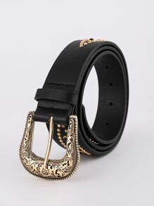 波西米亚风铆钉装饰腰带万圣节 - 黑色 - 查看 1