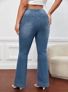 SHEIN SXY Plus Bootcut Leg Jeans - Medium Wash - View 2